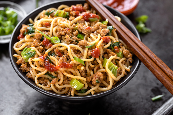 Spicy Pork with Noodles - The Cozy Apron