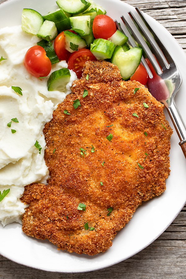 Fried Pork Chops with Sides | thecozyapron.com