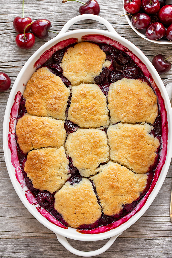 Cherry Cobbler with Cream Biscuit Topping | thecozyapron.com