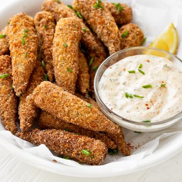 Fried Okra with Creole Mustard Remoulade | thecozyapron.com