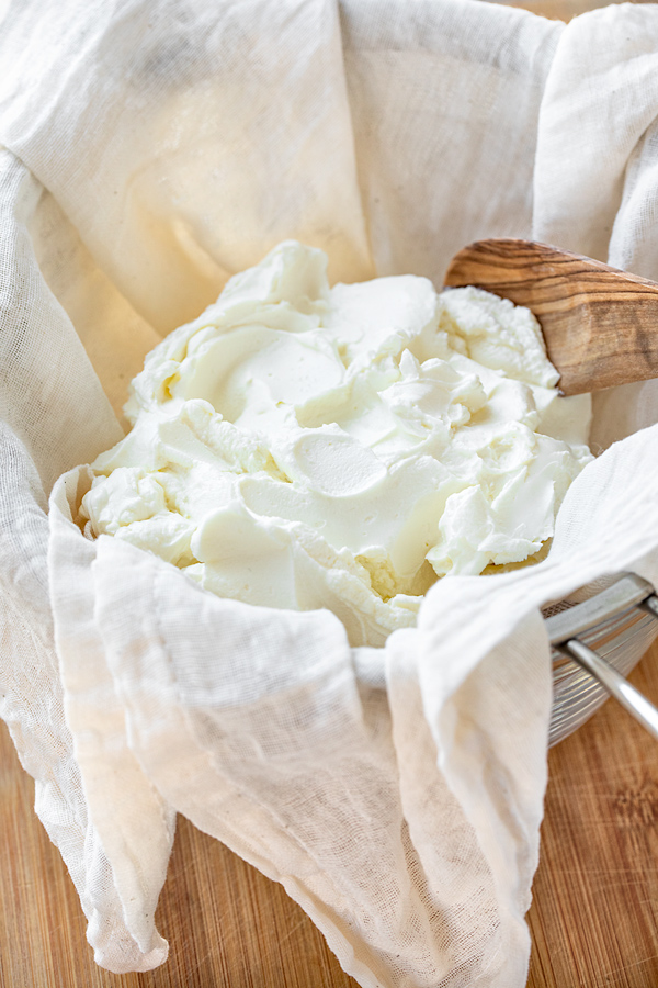 Labneh Prepared in Cheesecloth | thecozyapron.com