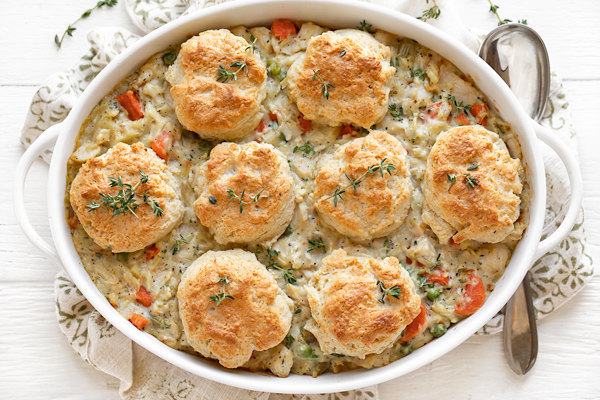 Chicken Pot Pie with Biscuits | thecozyapron.com
