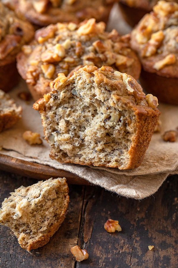 Interior of Banana Nut Muffin | thecozyapron.com