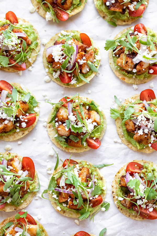 Shrimp Tostada Bites | thecozyapron.com