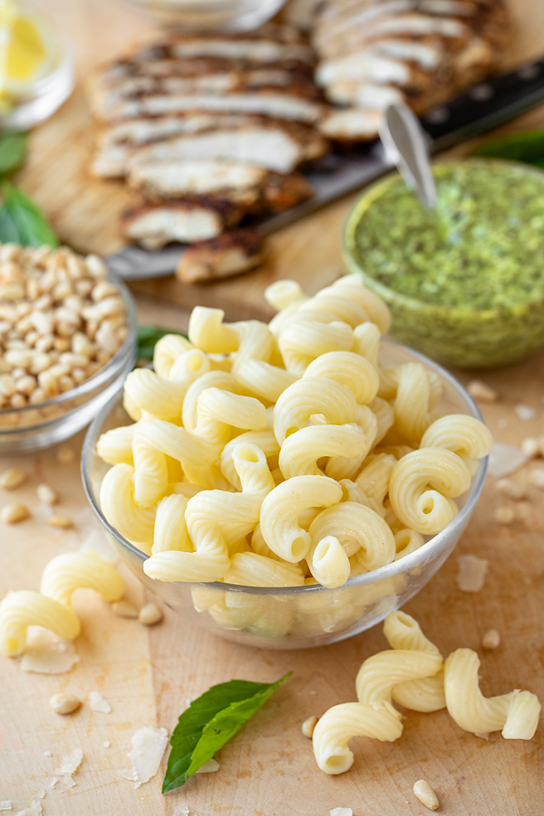 Ingredients for Pesto Pasta Salad | thecozyapron.com