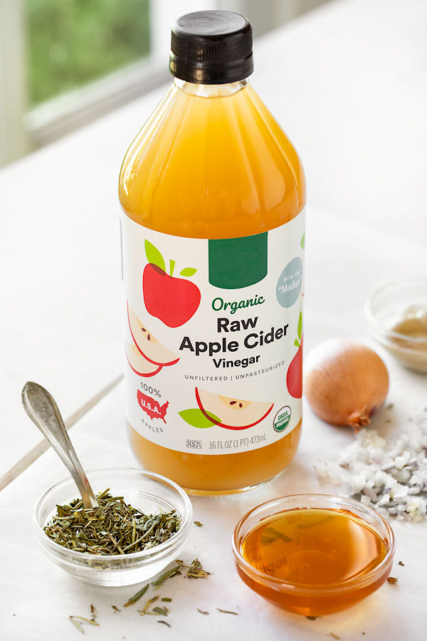 Ingredients for Apple Cider Vinaigrette | thecozyapron.com