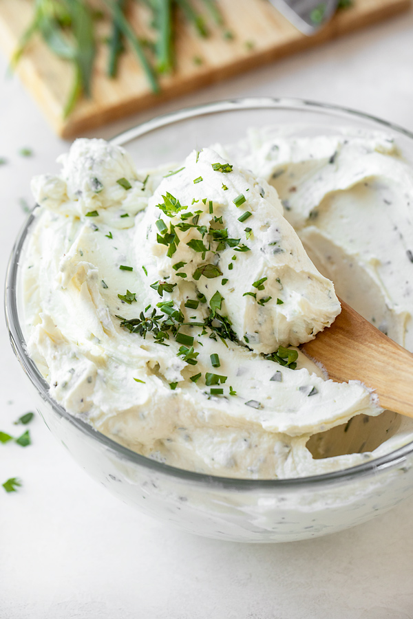 Whipped Goat Cheese Folded with Fines Herbes | thecozyapron.com