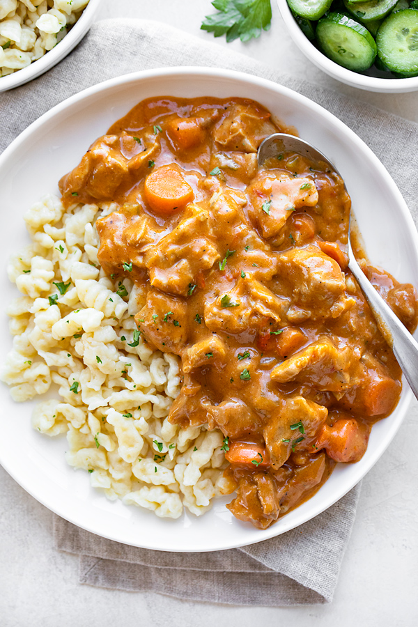 Chicken Paprikash with Spaetzle | thecozyapron.com