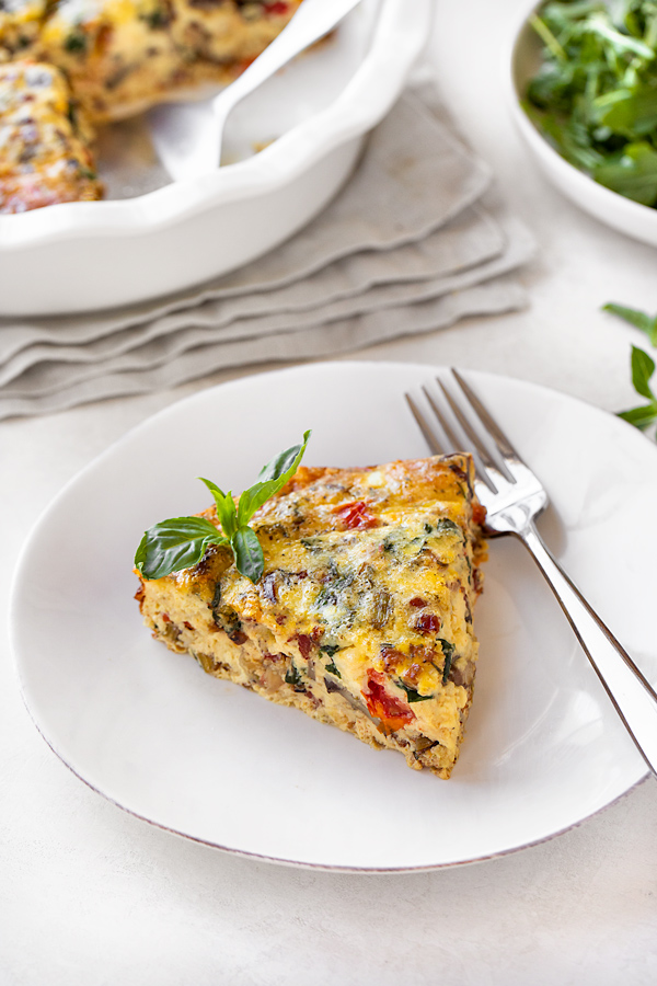 Slice of Crustless Quiche | thecozyapron.com