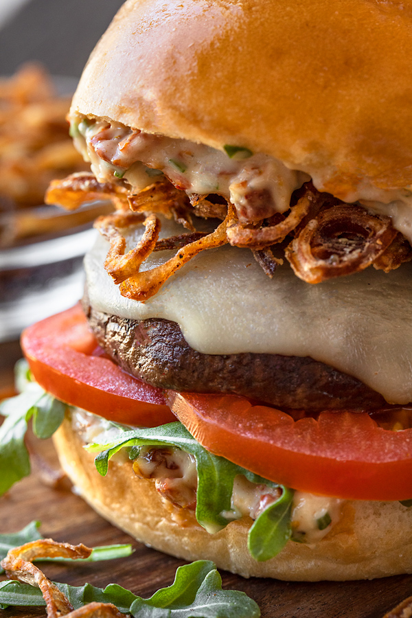 Close Up of a Portobello Mushroom Burger | thecozyapron.com