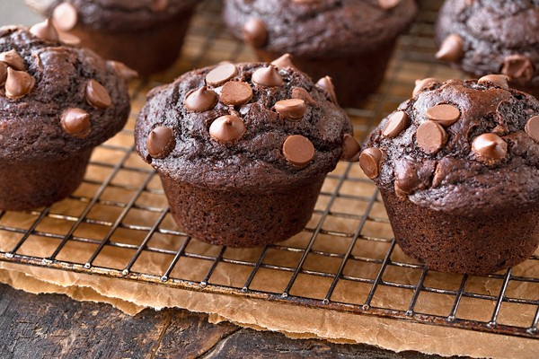 Double choc shop chip muffins