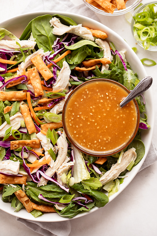 Asian Salad Dressing with a Salad | thecozyapron.com