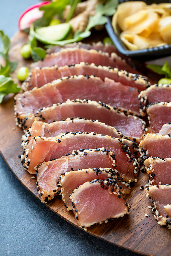 Freshly Seared and Sliced Ahi Tuna For Salad | thecozyapron.com