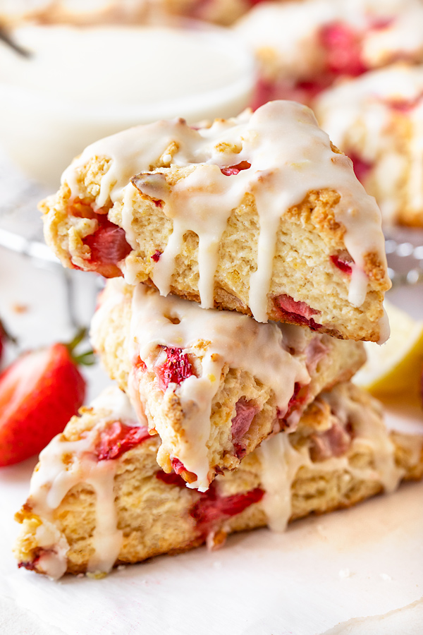 Strawberry Lemonade Scones Stacked Up | thecozyapron.com