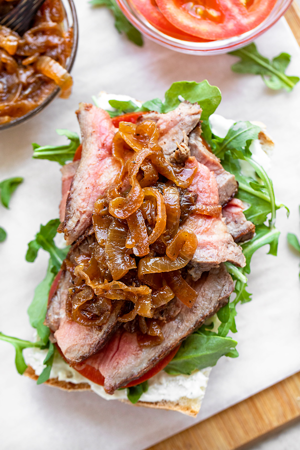 Steak Sandwich with Caramelized Balsamic Onions | thecozyapron.com