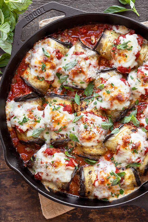 Eggplant Involtini with Beef in a Skillet | thecozyapron.com