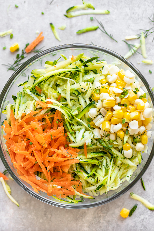 Ingredients for Zucchini Fritters | thecozyapron.com