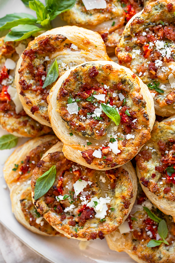 Close Up of Sausage Pinwheels | thecozyapron.com