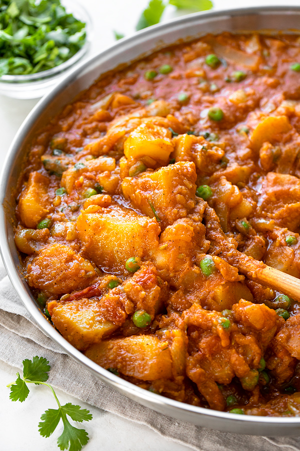 Potato Curry with Peas in a Pan | thecozyapron.com