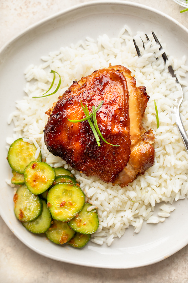 Lemongrass Chicken with Rice and Spicy Cucumbers | thecozyapron.com