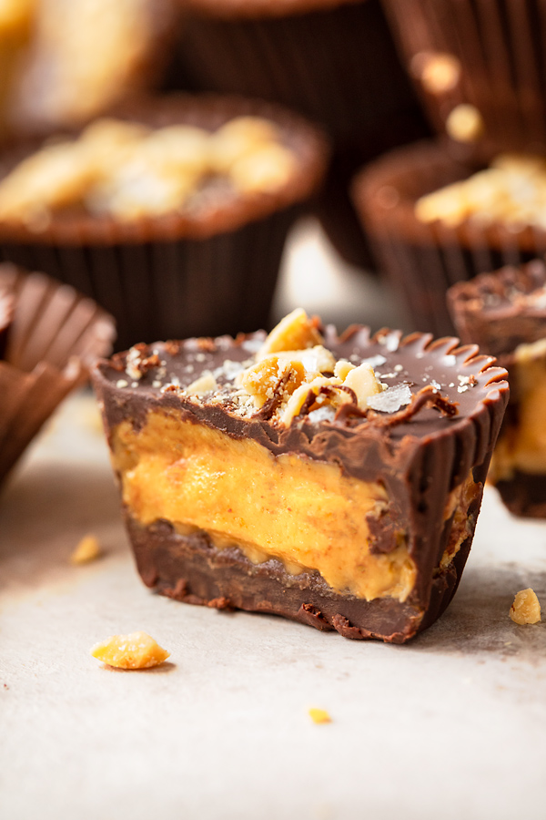 Center of a Dark Chocolate Peanut Butter Cup | thecozyapron.com