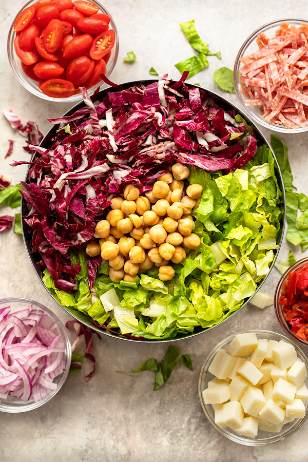 Ingredients for Italian Chickpea Salad | thecozyapron.com
