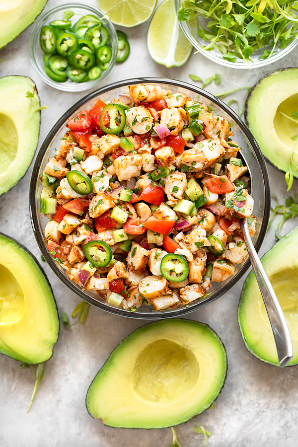 Ingredients for Stuffed Avocado with Shrimp Ceviche | thecozyapron.com