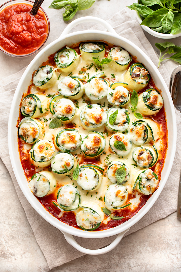 Zucchini Roll Ups Baked with Cheese | thecozyapron.com