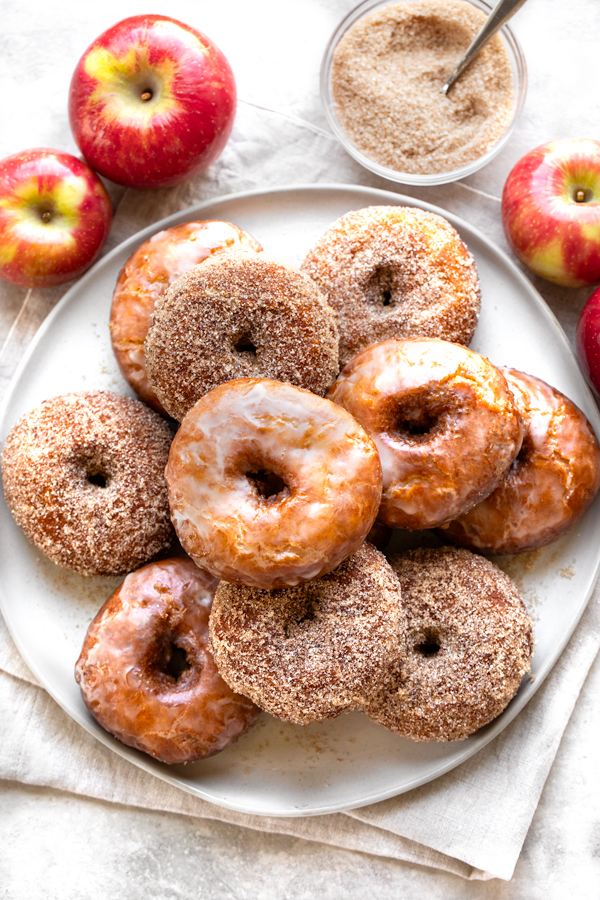 Apple Cider Donuts with Cinnamon Sugar and Apple Cider Glaze | thecozyapron.com