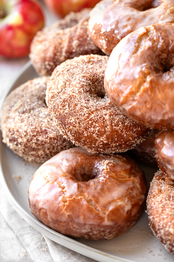 Apple Cider Donuts with Cinnamon Sugar and Apple Cider Glaze | thecozyapron.com