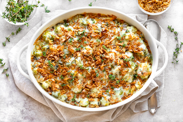 Cheesy Brussels Sprouts Casserole | thecozyapron.com