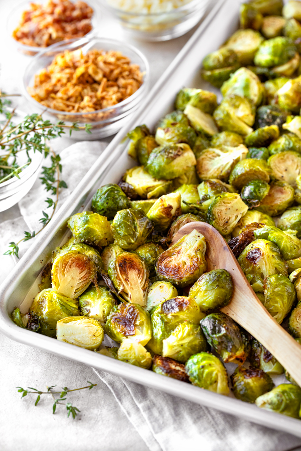 Freshly-Roasted Brussels Sprouts for Cheesy Brussels Sprouts Casserole | thecozyapron.com
