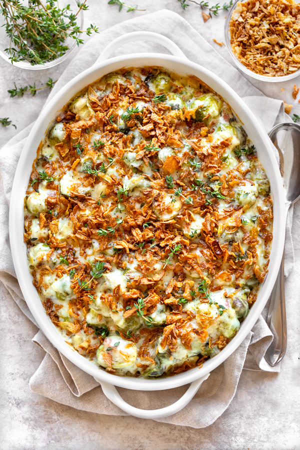 Cheesy Brussels Sprouts Casserole | thecozyapron.com
