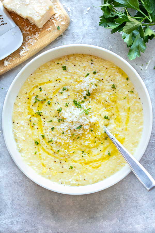 Bowl of Pastina Topped with Parmesan and Olive Oil | thecozyapron.com