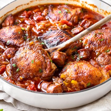 Braised Chicken with Andouille Sausage | thecozyapron.com