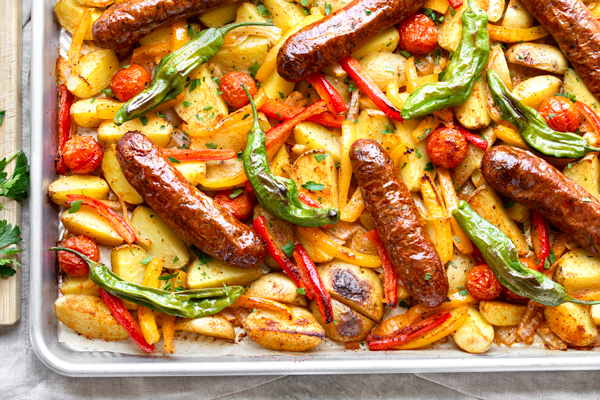Sheet Pan Sausage and Veggies | thecozyapron.com