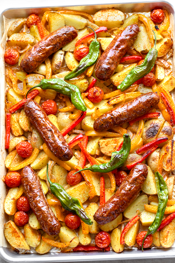 Sheet Pan Sausage and Veggies | thecozyapron.com