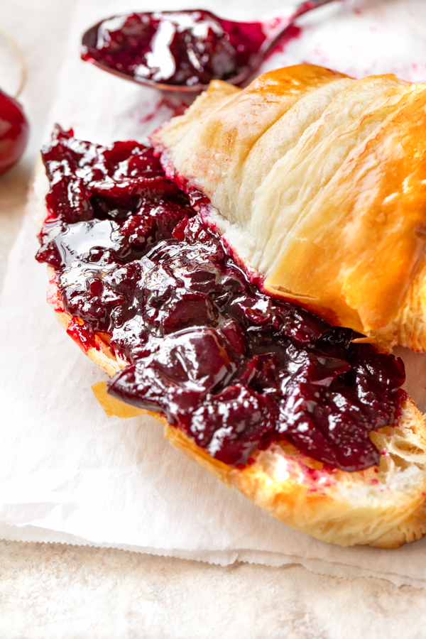 Cherry Jam on a Croissant | thecozyapron.com
