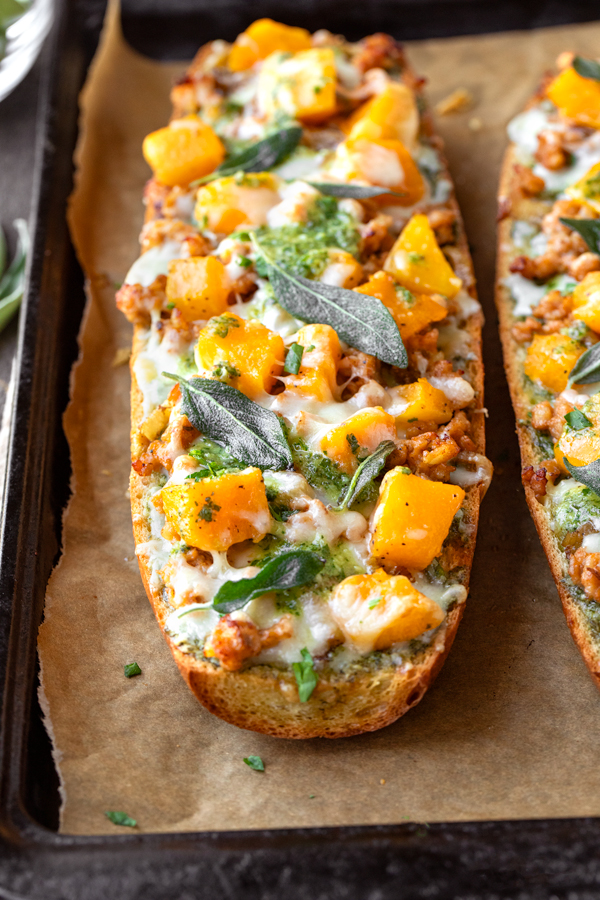 Butternut Squash Pizza on a Baking Sheet | thecozyapron.com
