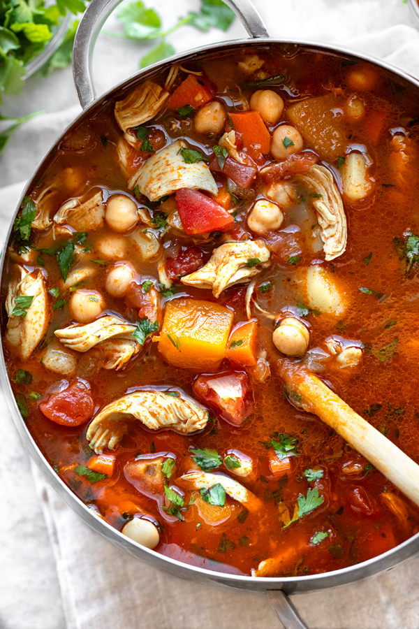 Pot of Moroccan Chicken Soup | thecozyapron.com