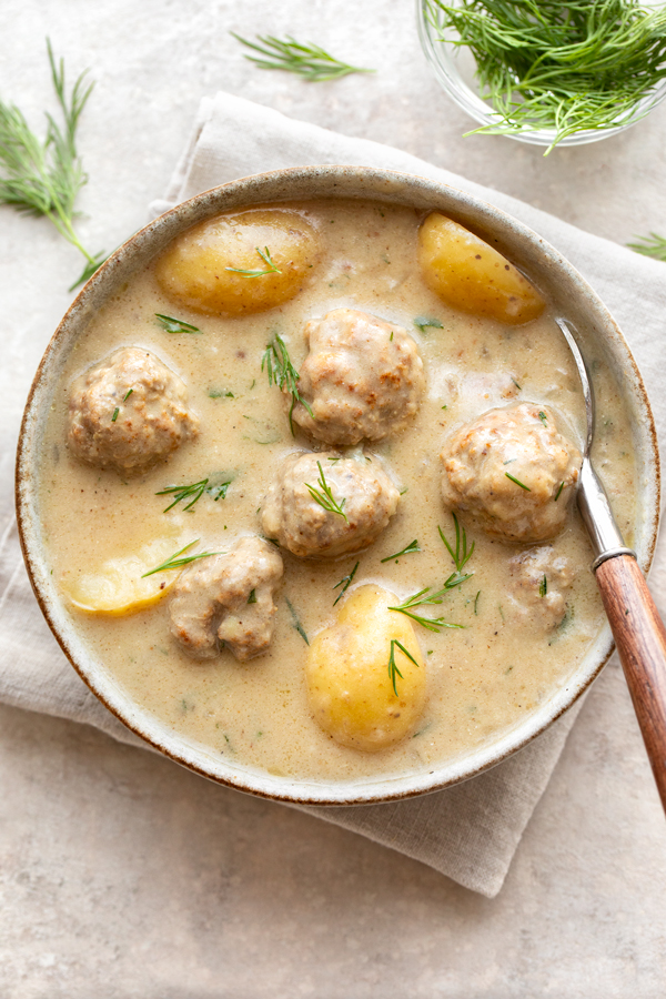 A comforting bowl of Swedish Meatball Soup | thecozyapron.com