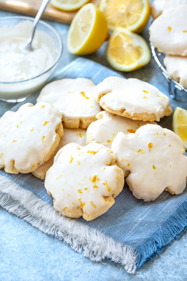 A fresh batch of Lemon Cookies with lemon icing | thecozyapron.com