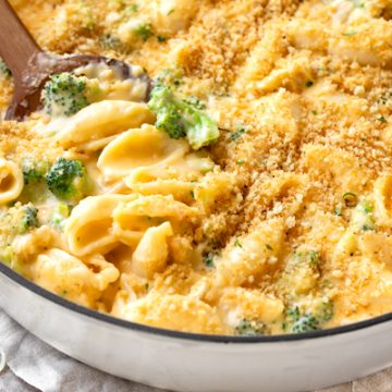 Shells and Cheese with Broccoli and Chicken | thecozyapron.com
