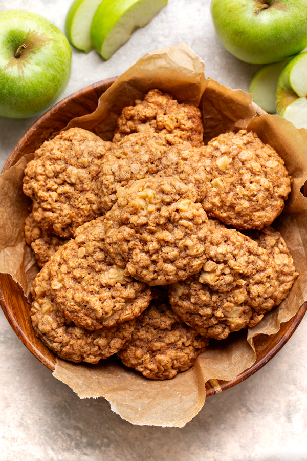 A batch of freshly baked Apple Oatmeal Cookies | thecozyapron.com