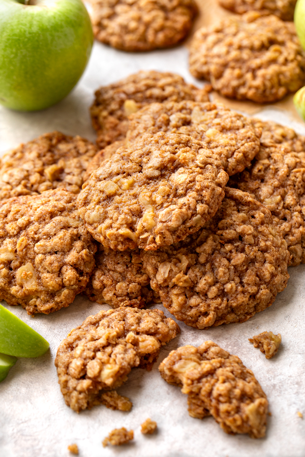 A batch of freshly baked Apple Oatmeal Cookies | thecozyapron.com
