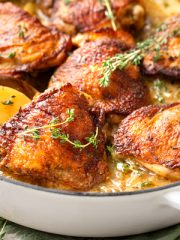 Chicken and Potatoes in a Pan | thecozyapron.com