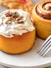 Pumpkin Cinnamon Rolls | thecozyapron.com
