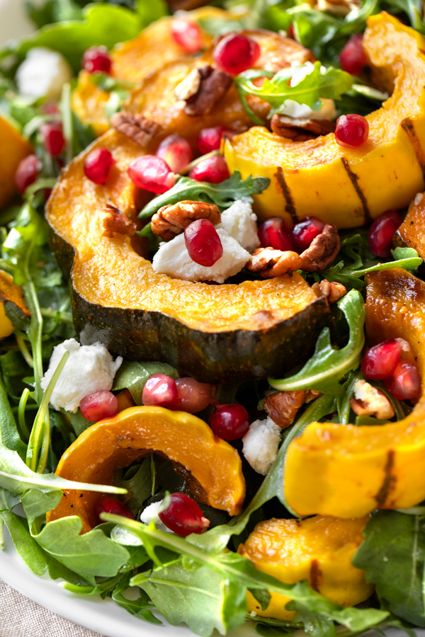 Closeup on Roasted Squash Salad | thecozyapron.com