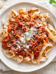 Pork Ragu over Tagliatelle Pasta | thecozyapron.com