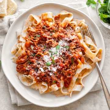 Pork Ragu over Tagliatelle Pasta | thecozyapron.com